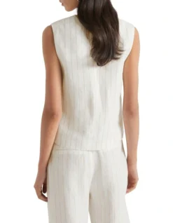 Linen Stripe Waistcoat In Auburn Pinstripe -Heritage 945554590 4 720x928