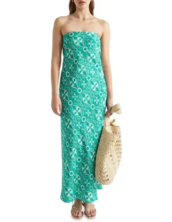 Linen Strapless Maxi Dress