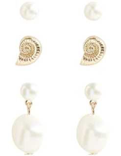 Shell Stud Set In Gold