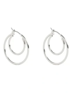 Layered Hoop Earring In Silver