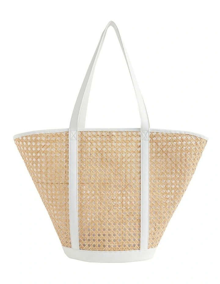 Caged Rattan Tote In White 1 Caged Rattan Tote In White