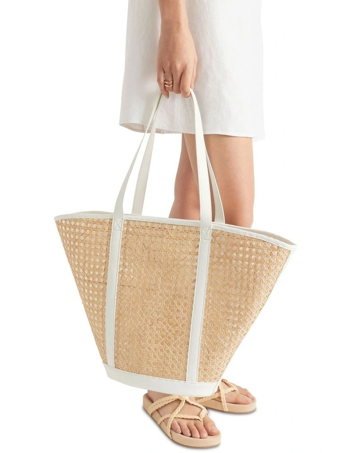 Caged Rattan Tote In White 2 Caged Rattan Tote In White - Image 2