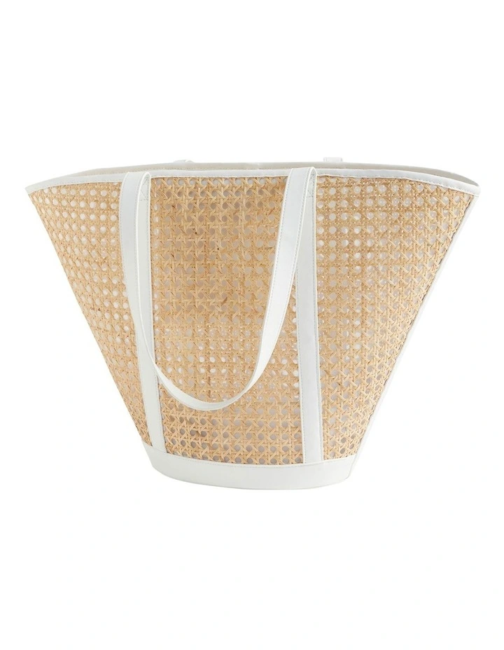 Caged Rattan Tote In White 3 Caged Rattan Tote In White - Image 3