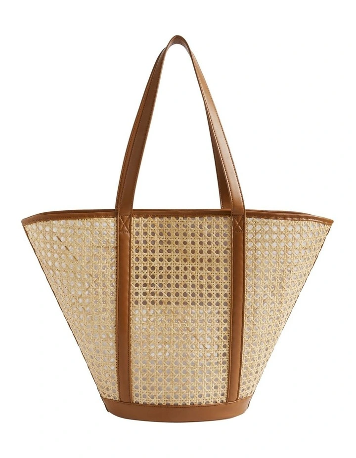 Caged Rattan Tote In Brown 1 Caged Rattan Tote In Brown
