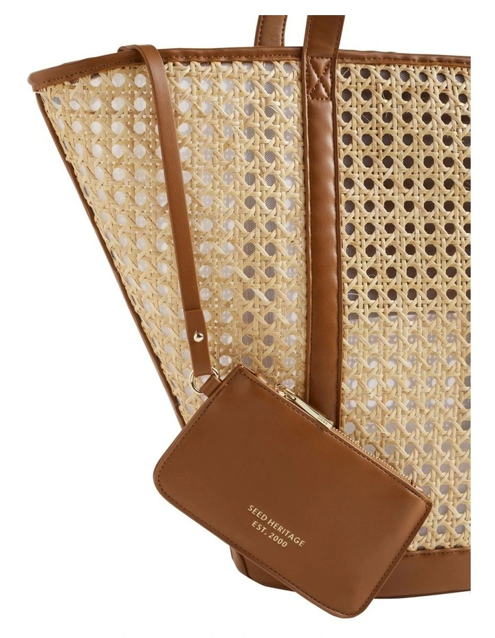 Caged Rattan Tote In Brown 4 Caged Rattan Tote In Brown - Image 4