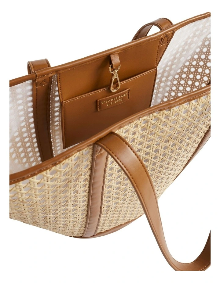 Caged Rattan Tote In Brown 5 Caged Rattan Tote In Brown - Image 5