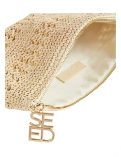 Logo Straw Woven Clutch In Beige -Heritage 962103520 4 720x928