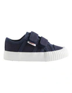 Mini Canvas Double Tab Sneaker In Navy