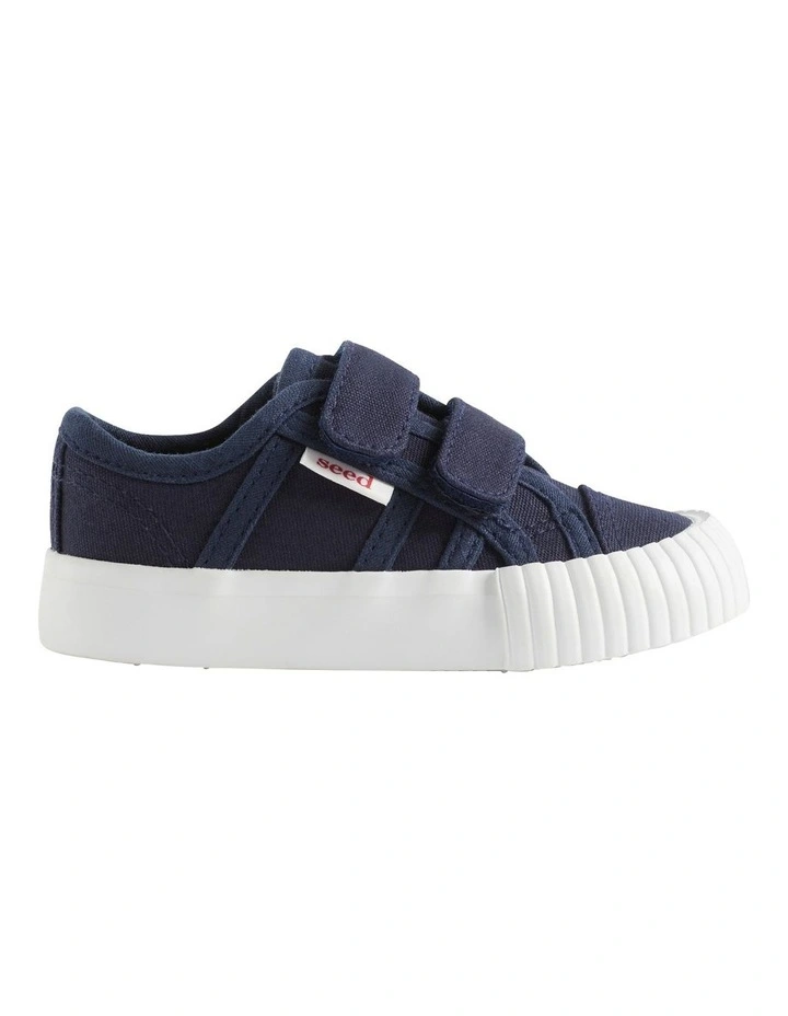 Mini Canvas Double Tab Sneaker In Navy 1 Mini Canvas Double Tab Sneaker In Navy