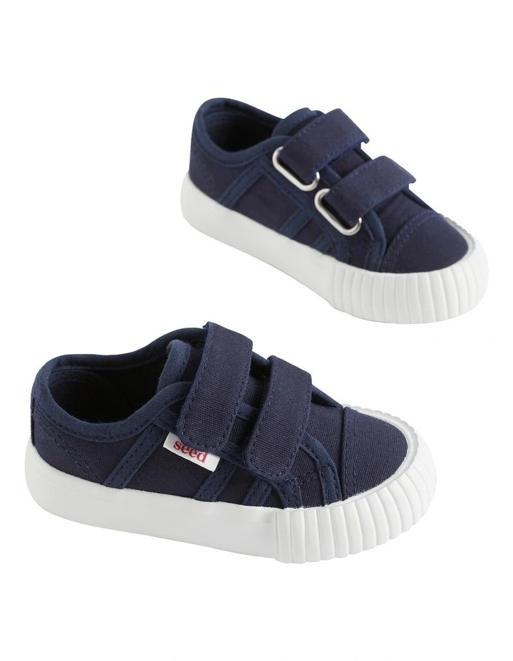 Mini Canvas Double Tab Sneaker In Navy 2 Mini Canvas Double Tab Sneaker In Navy - Image 2