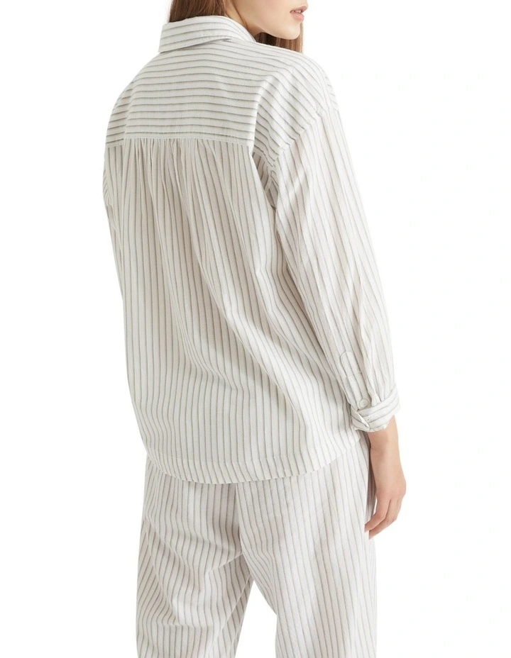 Cotton Sleep Shirt In Olive Stripe 1 Cotton Sleep Shirt In Olive Stripe