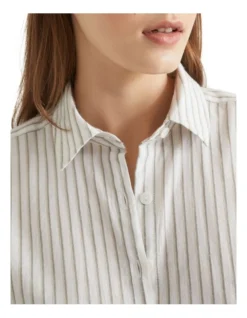 Cotton Sleep Shirt In Olive Stripe 7 Cotton Sleep Shirt In Olive Stripe -Heritage 974263510 974261260 3 720x928