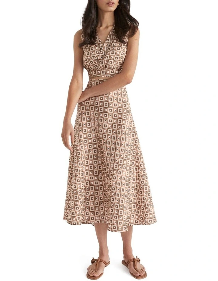 Floral Geo Tie Top In Auburn Brown Retro 2 Floral Geo Tie Top In Auburn Brown Retro - Image 2