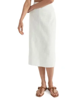 Cotton Tweed Midi Skirt