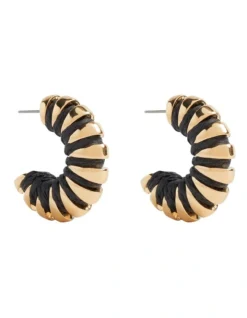 Wrapped Hoop Earring In Black