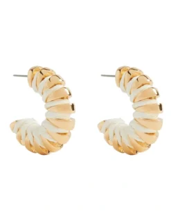Wrapped Hoop Earring In Cream