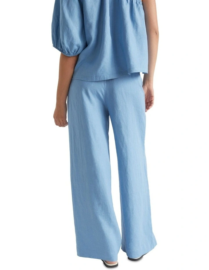 Core Linen Waisted Pant In Blue 4 Core Linen Waisted Pant In Blue - Image 4