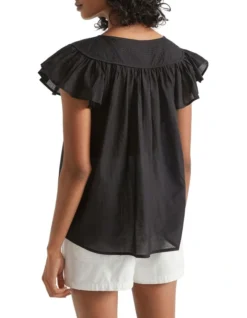 Voile Yoke Frill Sleeve Blouse In Black 7 Voile Yoke Frill Sleeve Blouse In Black -Heritage 984287080 4 720x928