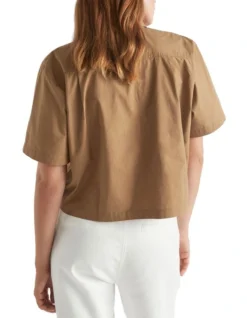 Poplin Crop Shirt In Brown 7 Poplin Crop Shirt In Brown -Heritage 984287170 4 720x928