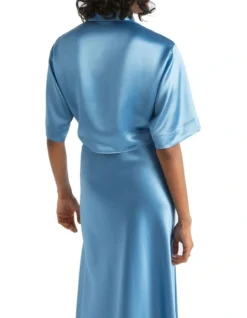 Satin Tie Front Top In Blue 7 Satin Tie Front Top In Blue -Heritage 984287350 984248650 4 720x928