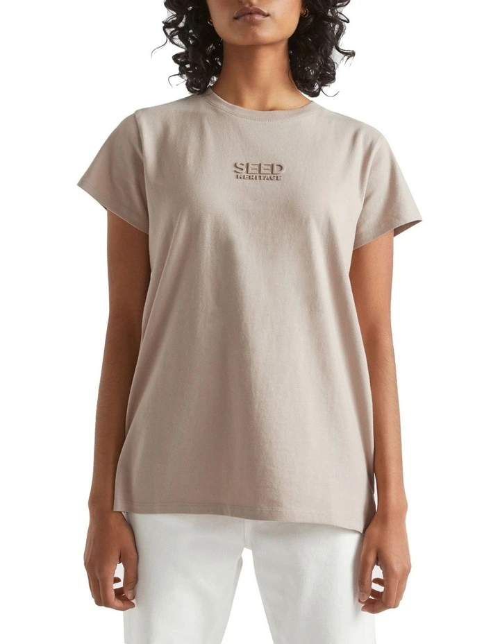 Heritage Logo Tee In Beige 2 Heritage Logo Tee In Beige - Image 2