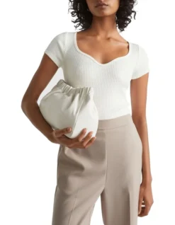 Ribbed Sweetheart Tee In Cream