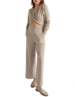 Twist Front Knit In Beige