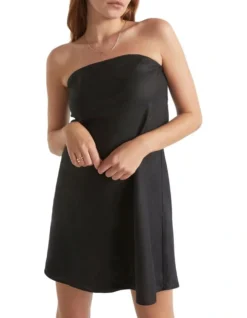 Linen Strapless Mini Dress In Black -Heritage 984288340 984263230 3 720x928