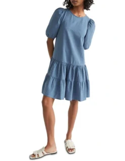 Seersucker Mini Dress In Blue -Heritage 984288520 3 720x928