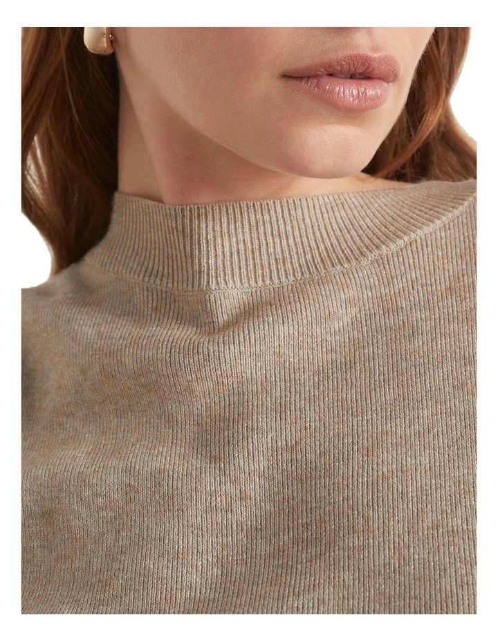 Side Split Knit Dress In Beige 2 Side Split Knit Dress In Beige - Image 2