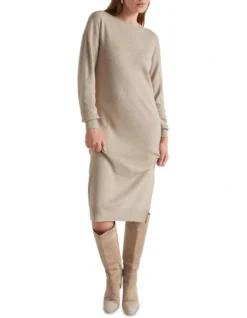 Side Split Knit Dress In Beige 6 Side Split Knit Dress In Beige -Heritage 984288880 3 720x928