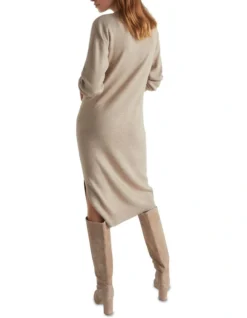 Side Split Knit Dress In Beige 7 Side Split Knit Dress In Beige -Heritage 984288880 4 720x928