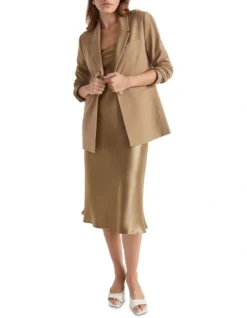 Satin Slip Dress In Brown