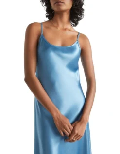 Satin Slip Dress In Blue
