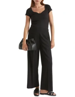 Wide Leg Elasticated Pant In Black