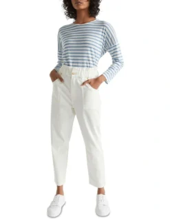 Patch Pocket Paperbag Jean In Cream