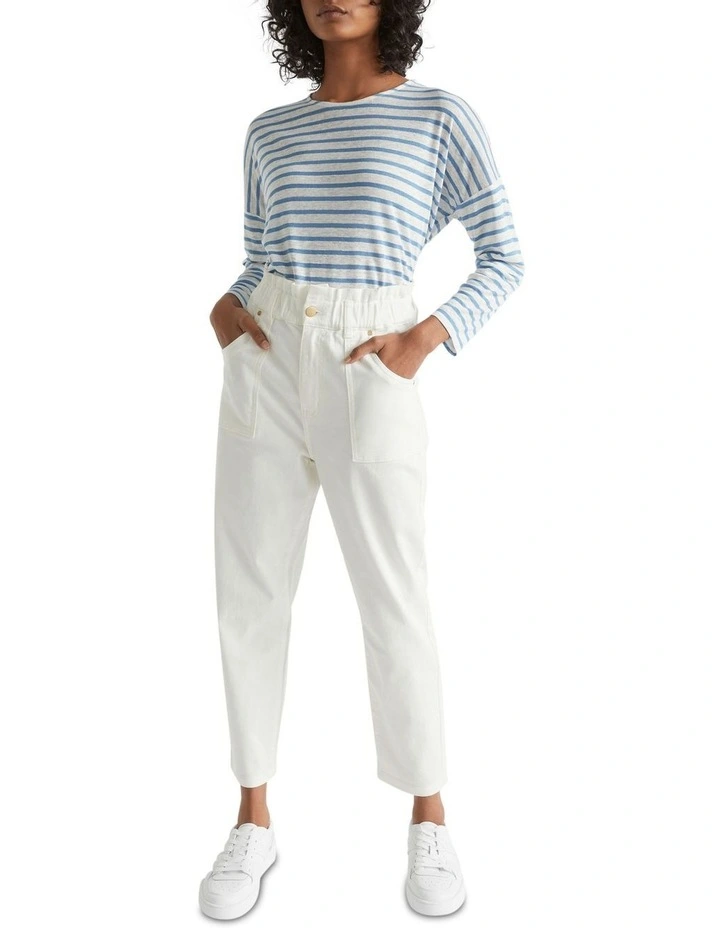 Patch Pocket Paperbag Jean In Cream 1 Patch Pocket Paperbag Jean In Cream