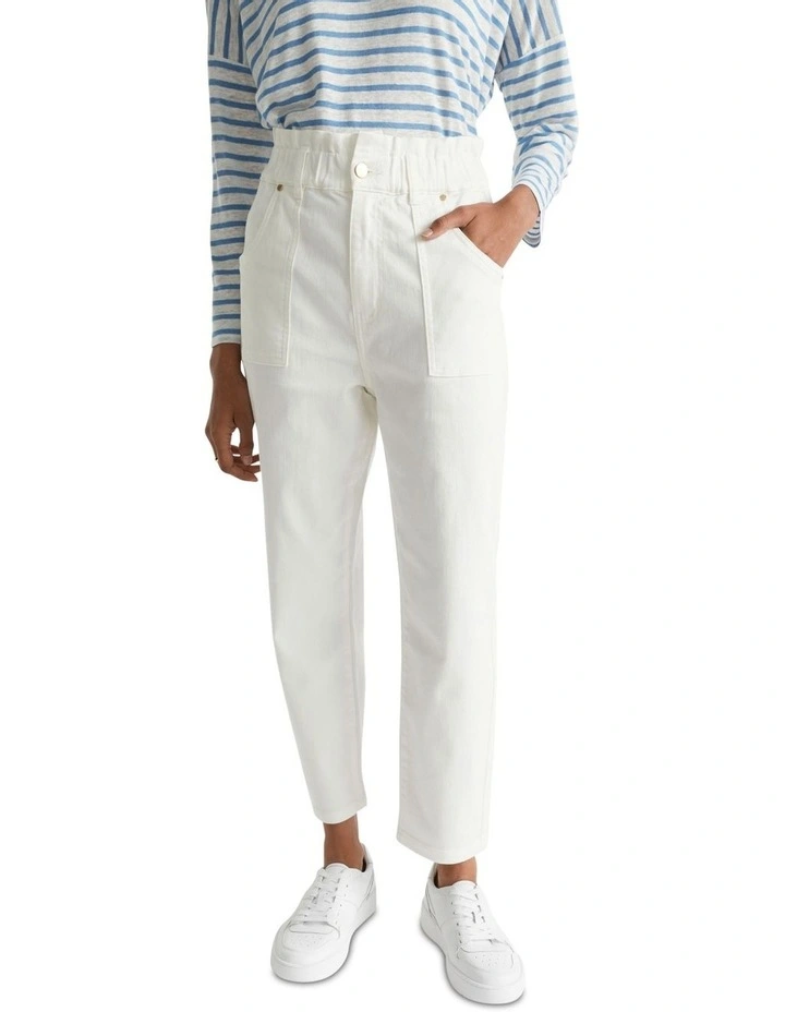 Patch Pocket Paperbag Jean In Cream 2 Patch Pocket Paperbag Jean In Cream - Image 2