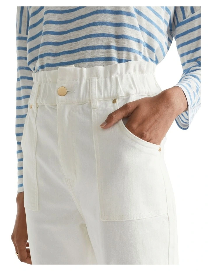 Patch Pocket Paperbag Jean In Cream 3 Patch Pocket Paperbag Jean In Cream - Image 3