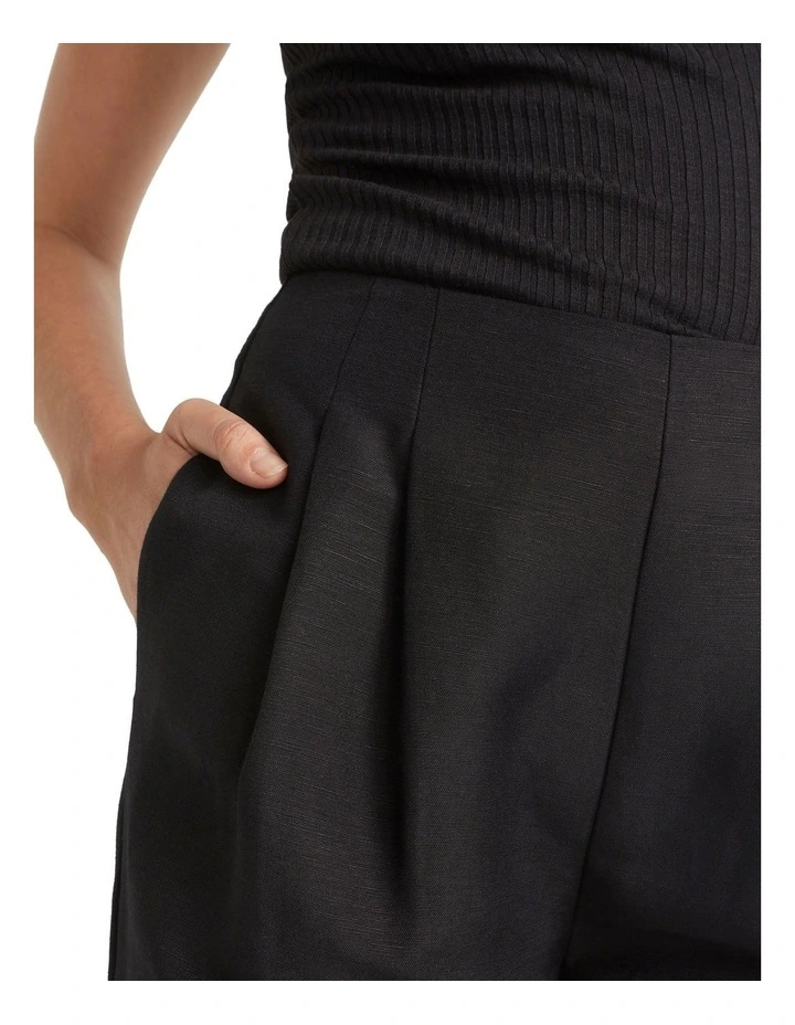 Linen Blend Cropped Pant In Black 2 Linen Blend Cropped Pant In Black - Image 2