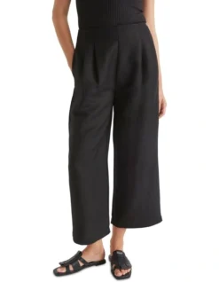 Linen Blend Cropped Pant In Black 6 Linen Blend Cropped Pant In Black -Heritage 984289960 984280150 3 720x928