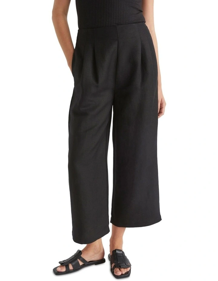 Linen Blend Cropped Pant In Black 3 Linen Blend Cropped Pant In Black - Image 3