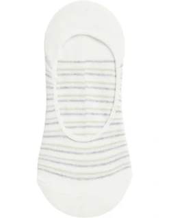 Heritage 26 Mini Stripe No Show Sock In White