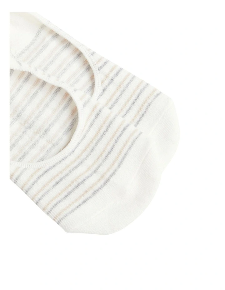 Mini Stripe No Show Sock In White 2 Mini Stripe No Show Sock In White - Image 2