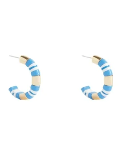 Colourblock Beaded Hoop In Blue