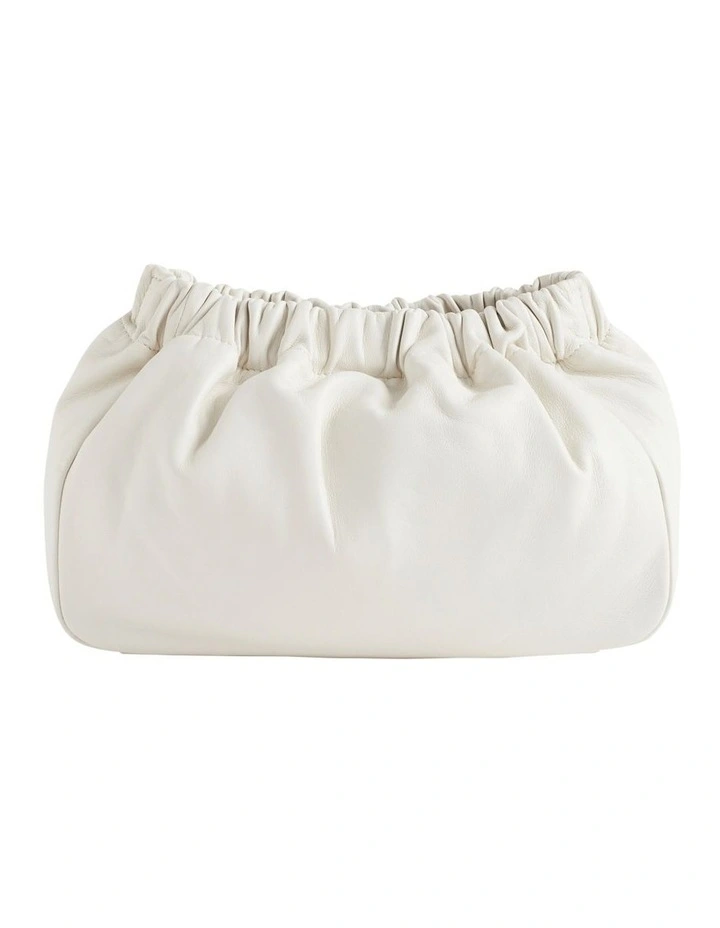 Rouched Leather Clutch In Cream 1 Rouched Leather Clutch In Cream