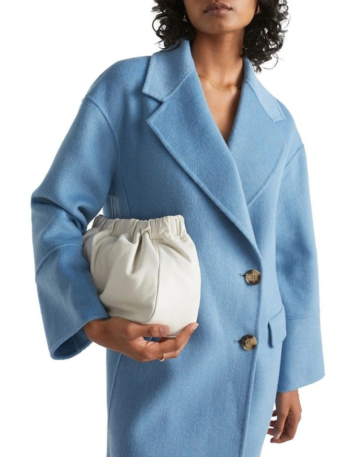 Rouched Leather Clutch In Cream 2 Rouched Leather Clutch In Cream - Image 2