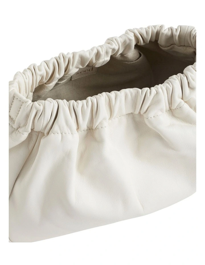 Rouched Leather Clutch In Cream 4 Rouched Leather Clutch In Cream - Image 4