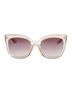 Jessica Rounded Sunglasses In Sheer Beige