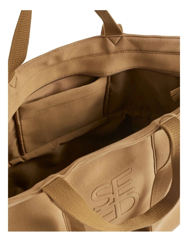 Logo Jersey Overnight Bag In Brown 5 Logo Jersey Overnight Bag In Brown - Image 5